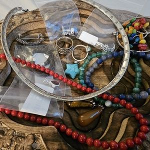 Jewelry lot - garnet, Coral, topaz, howlite, sapphire, turquoise, &more